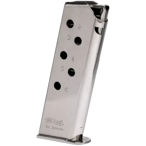 PPK .380 ACP 6 Round Standard Nickle
