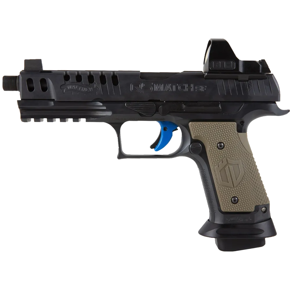 5132111_OD Green Walther Q-Series Steel Frame Checkered G10 Grips for Q4 and Q5 SF Models By LOK Grips-GunSide
