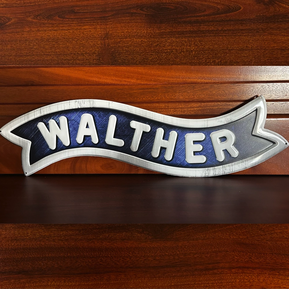 Walther Vintage Banner Embossed Metal Sign
