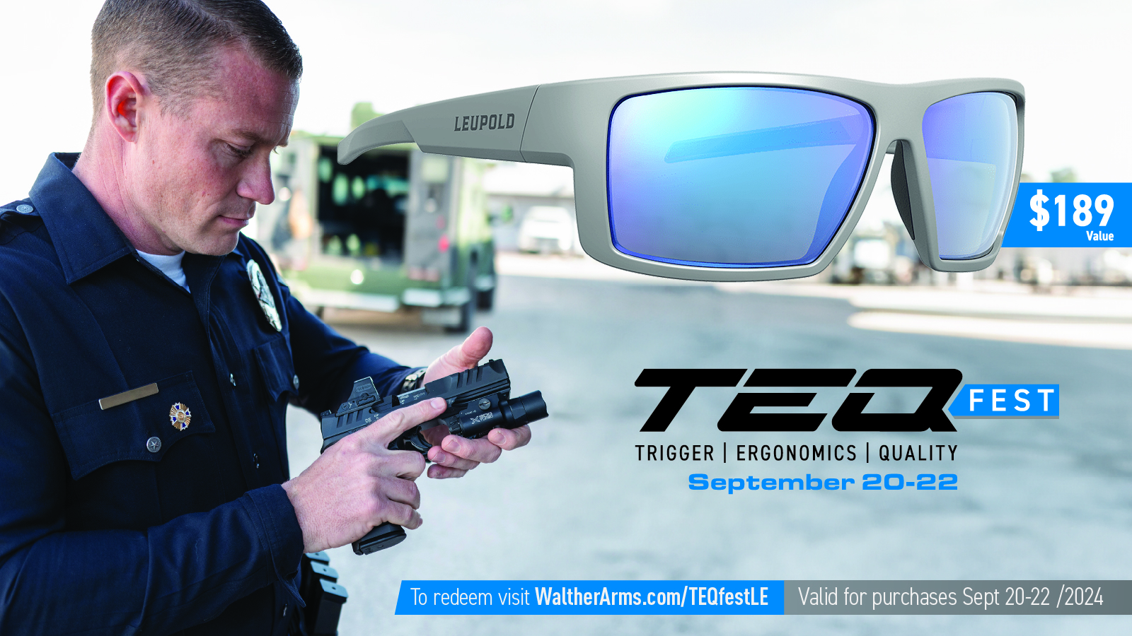 Purchase any Walther under the Individual Officer Program and receive a free pair of Leupold Switchback sunglasses while supplies last